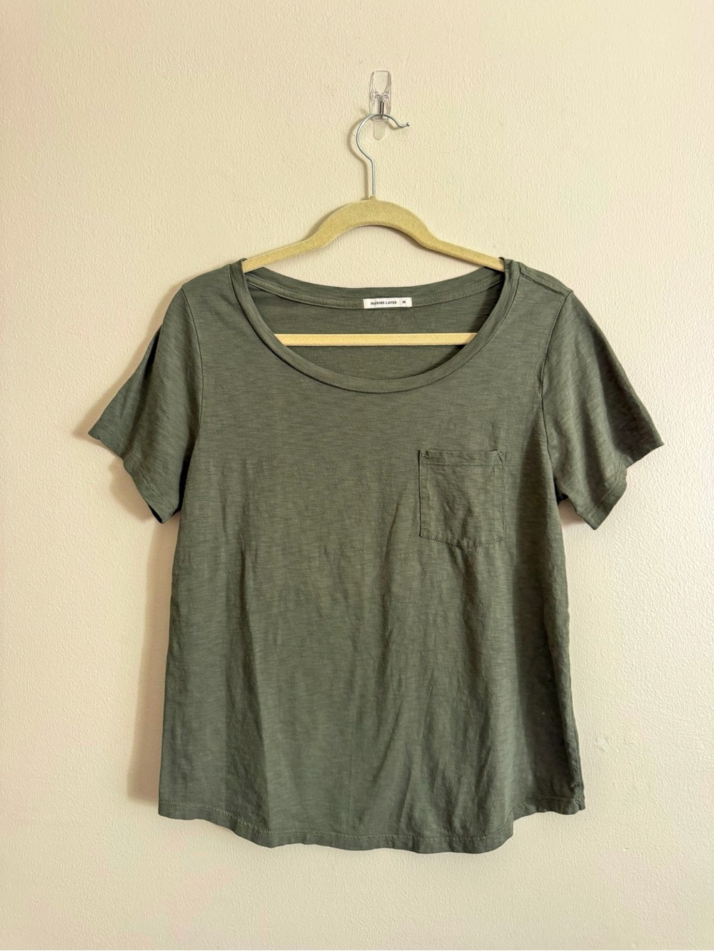 Marine Layer Army Green Pocket Tee Cotton Lightweight Size Medium